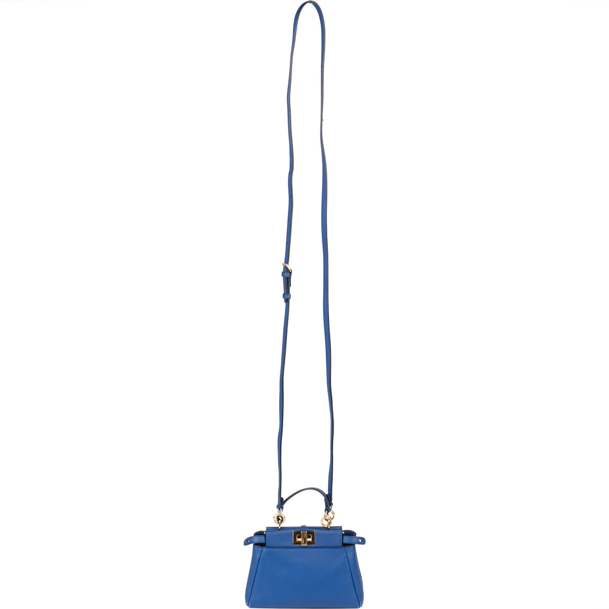 Fendi Mini Peekaboo aus blauem Leder – Ansicht 7