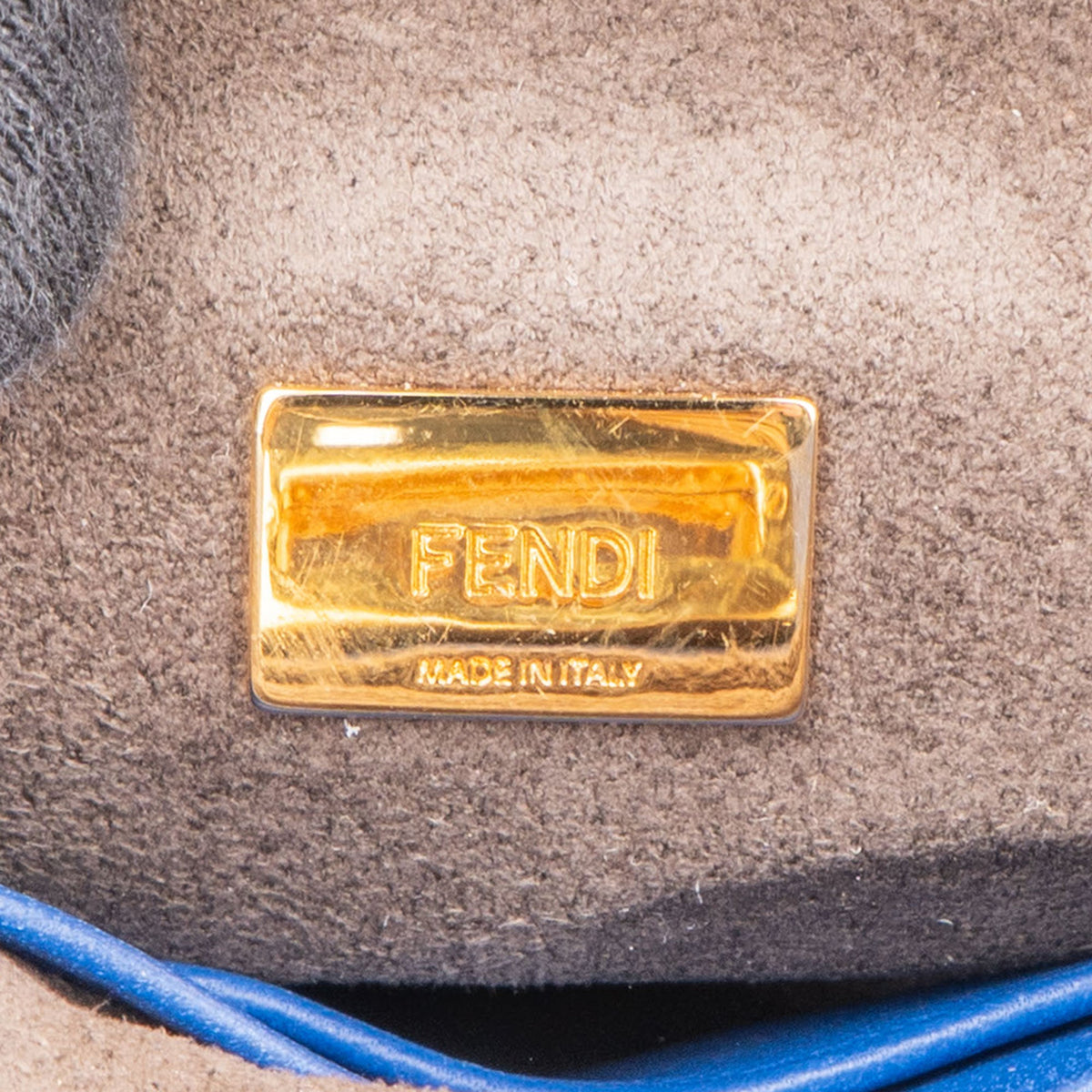 Fendi Mini Peekaboo aus blauem Leder – Ansicht 12