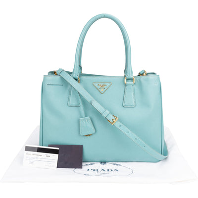 Prada Turquoise Saffiano Leather Galleria Handbag
