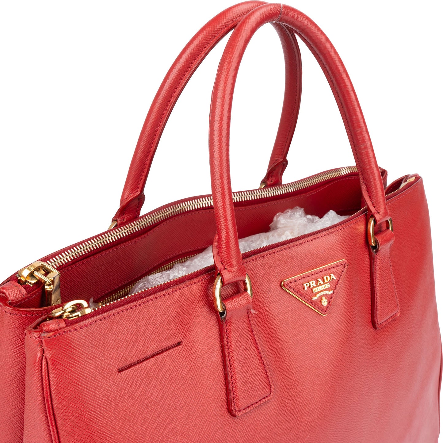 Prada Red Saffiano Leather Galleria Handbag