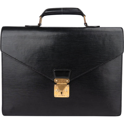Louis Vuitton Noir Epi Leather Serviette Business Handbag