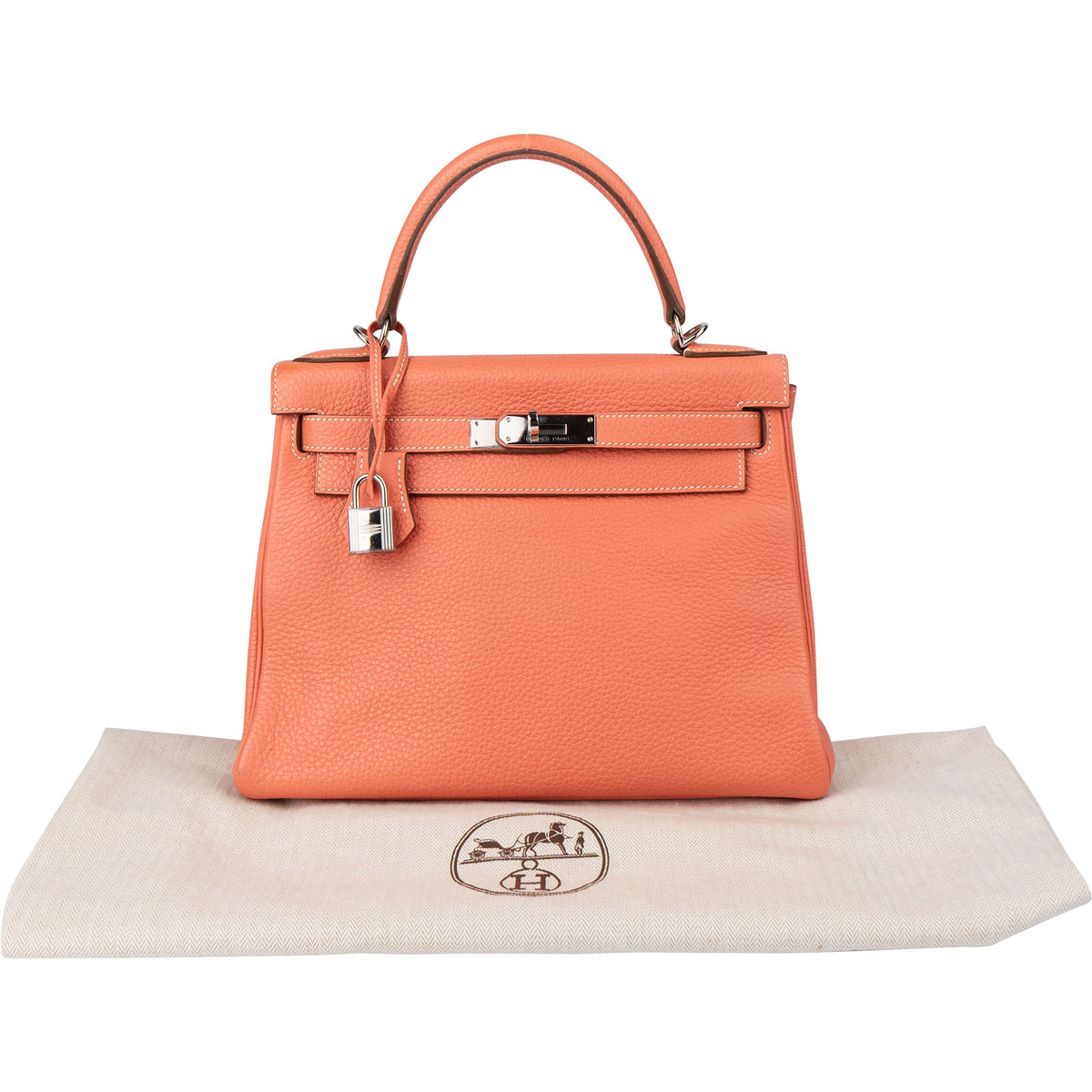 Hermès Crevette Taurillon Clemence Kelly 28 Retourne Handbag