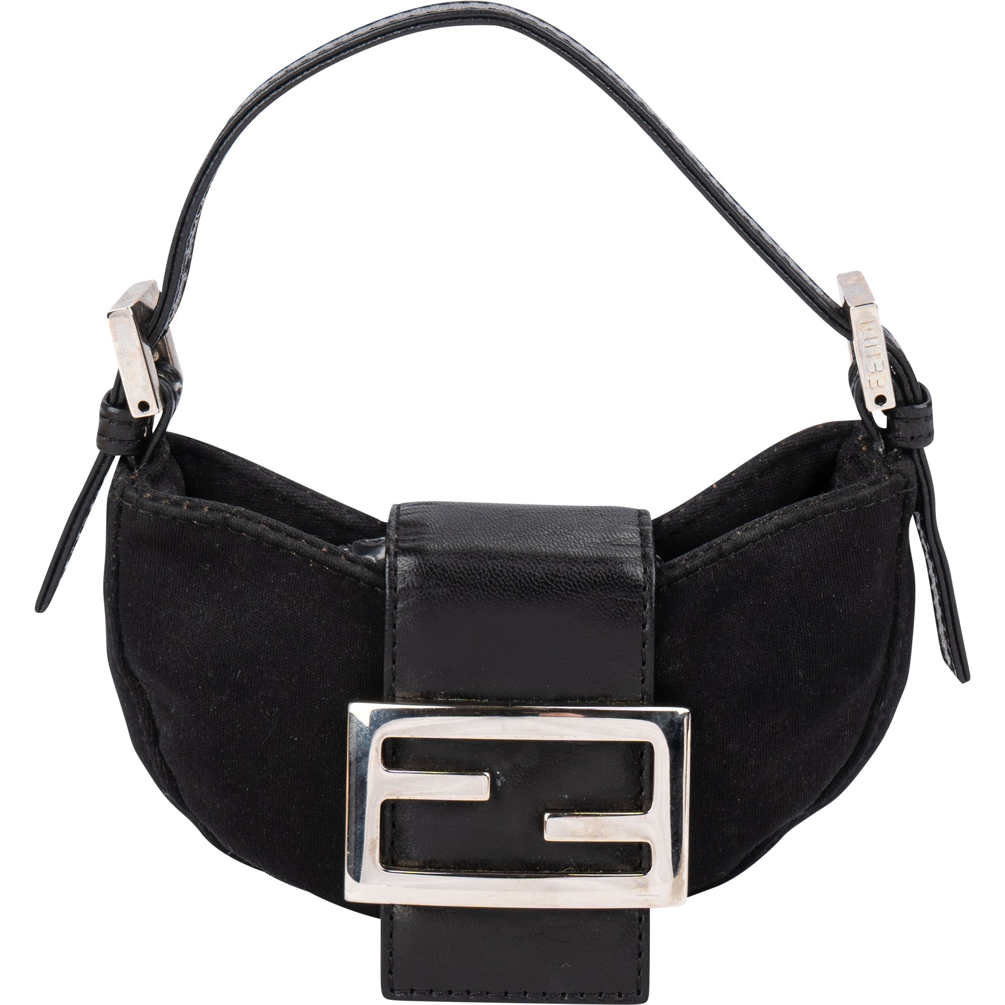 Fendi Cotton FF Buckle Micro Croissant Handbag