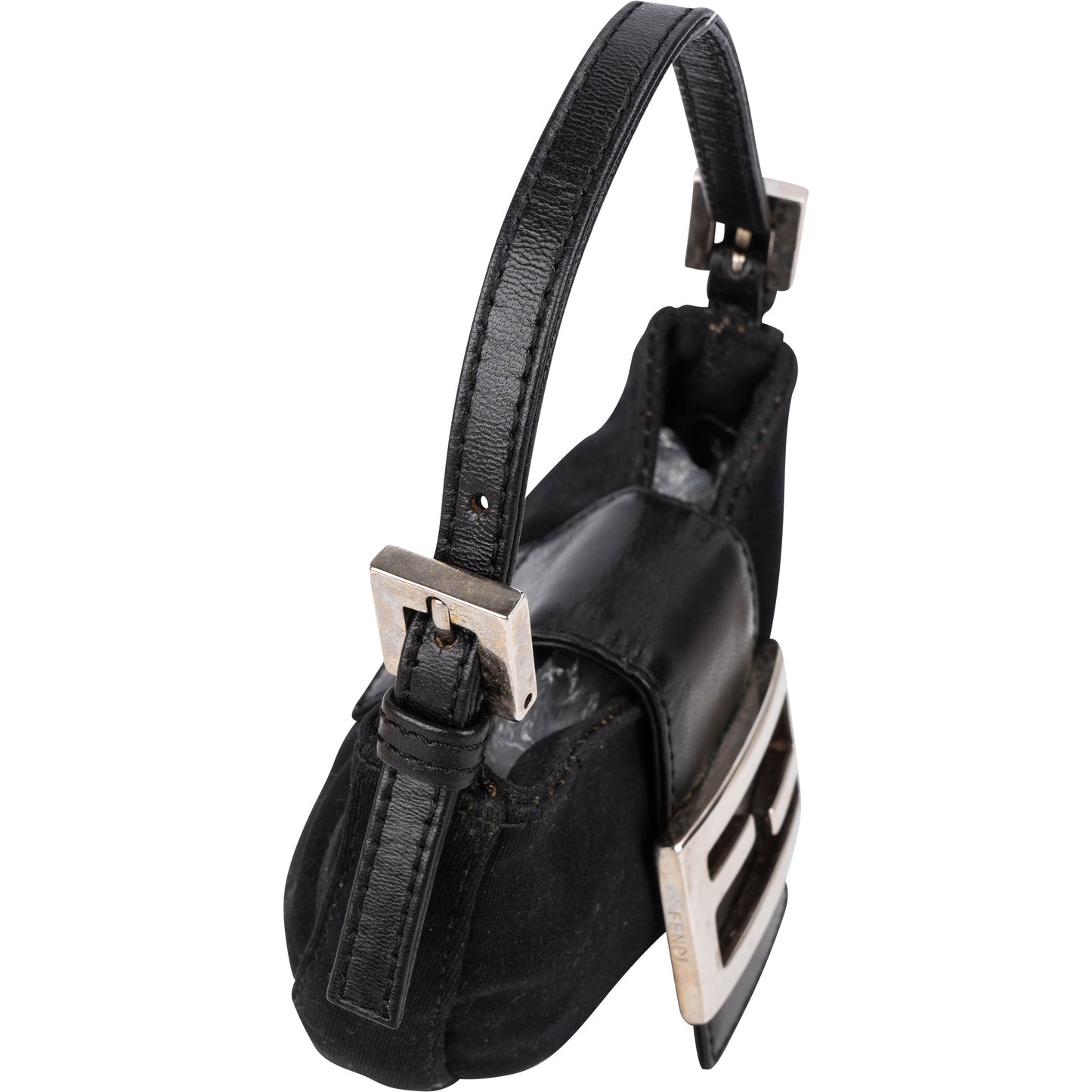 Fendi Cotton FF Buckle Micro Croissant Handbag