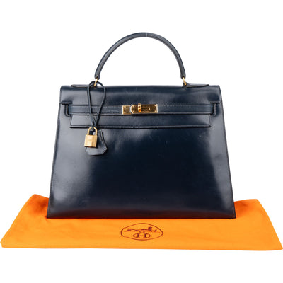 Hermès Bleu Boxcalf Kelly 32 Handbag