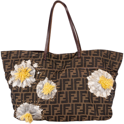 Fendi Zucca Monogram Flower Shopper Bag