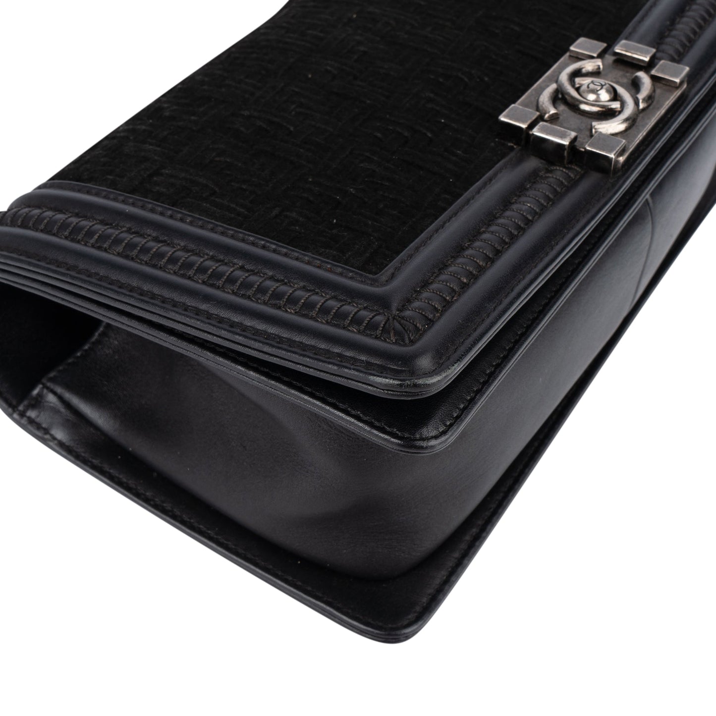Chanel Braided Fabric Boy Single Flap Crossbody Bag