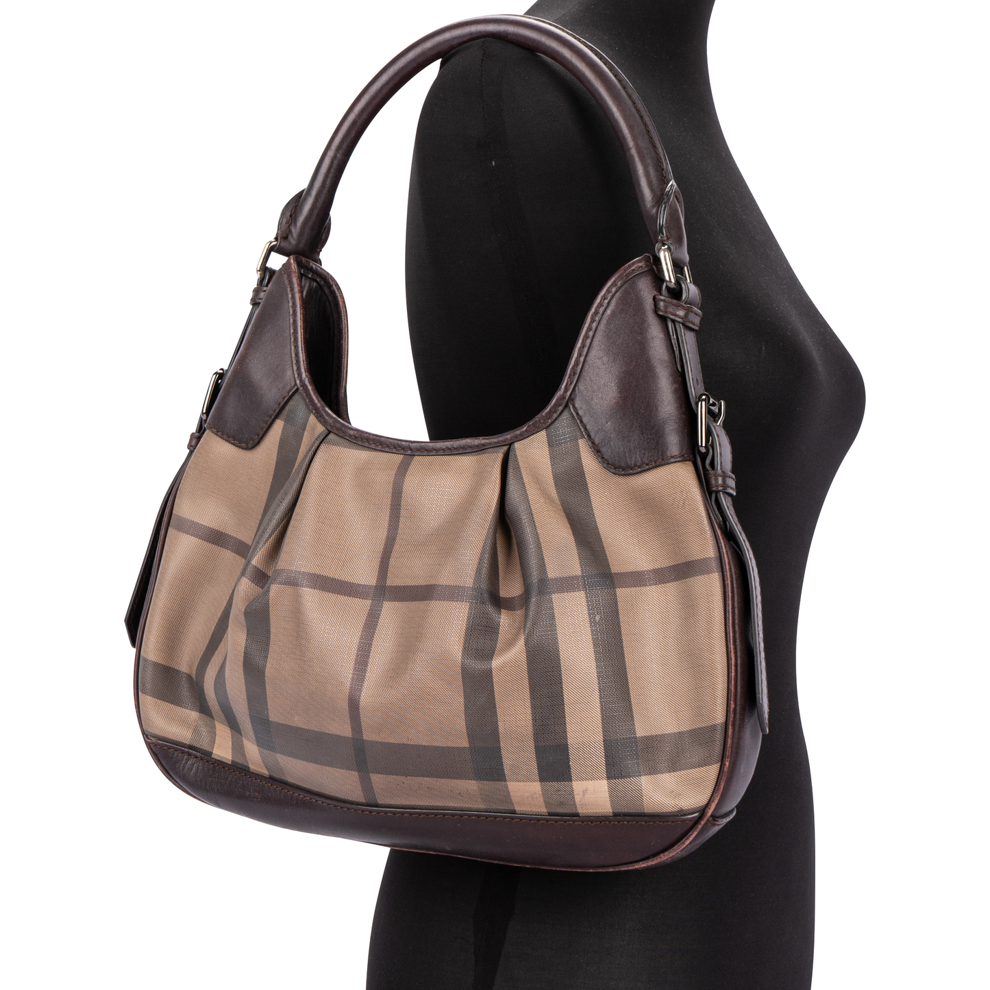 Burberry Smoked Check Brooklyn Hobo Shoulder Bag