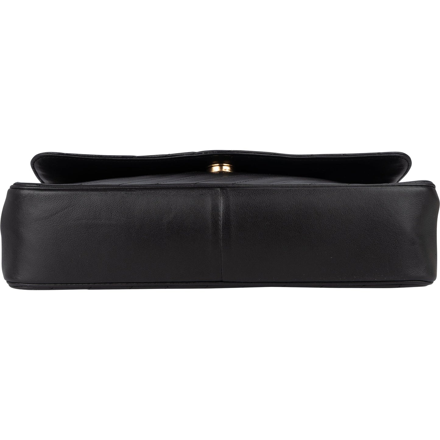 Chanel Noir Chevron Lambskin Single Flap Shoulder Bag