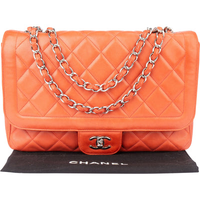 Chanel Quilted Lambskin Palladium Single Flap Crossbody Bag