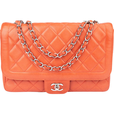 Chanel Quilted Lambskin Palladium Single Flap Crossbody Bag
