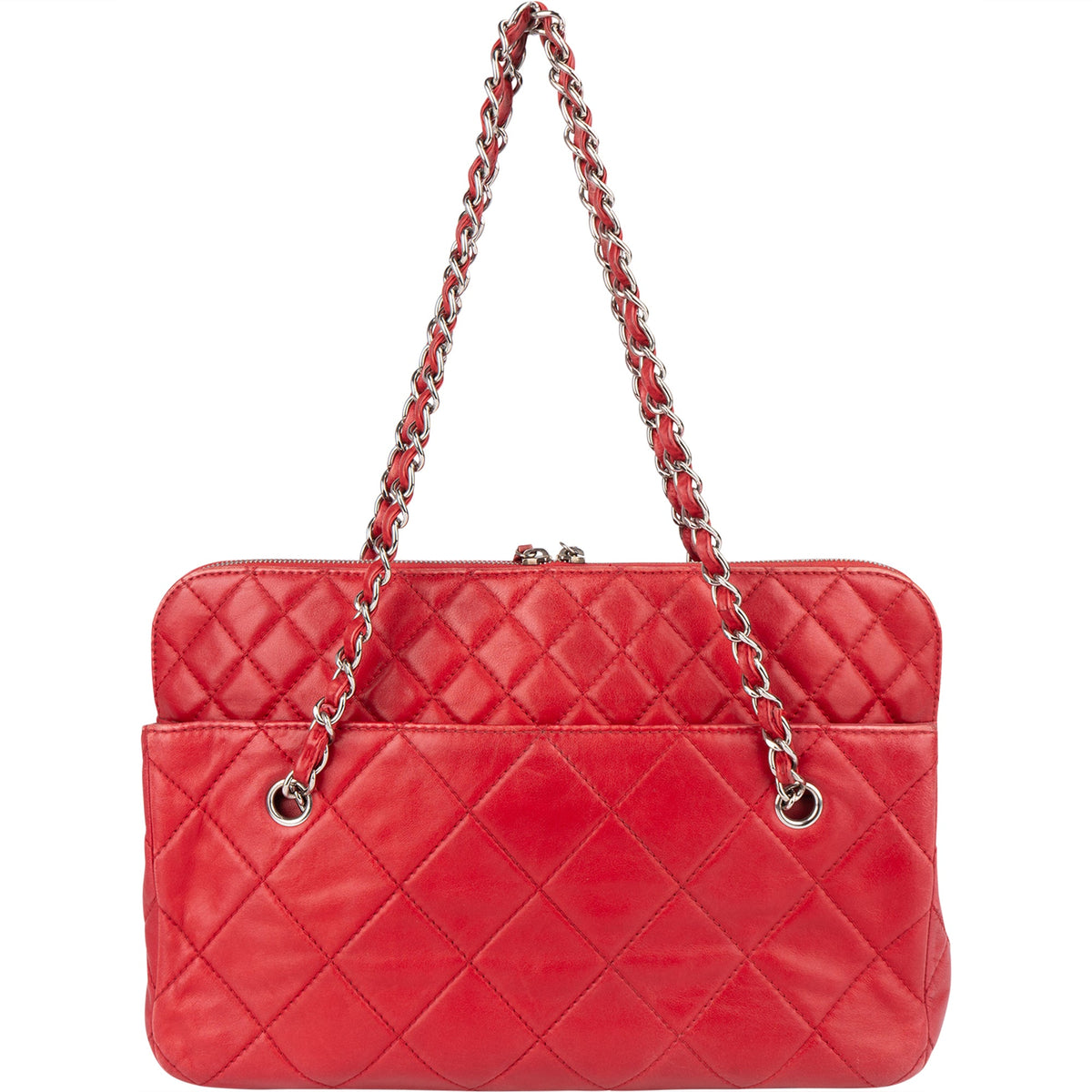 Chanel Rouge Quilted Lambskin CC Shoulder Bag