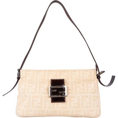 Fendi Zucca Monogram Baguette Shoulder Bag