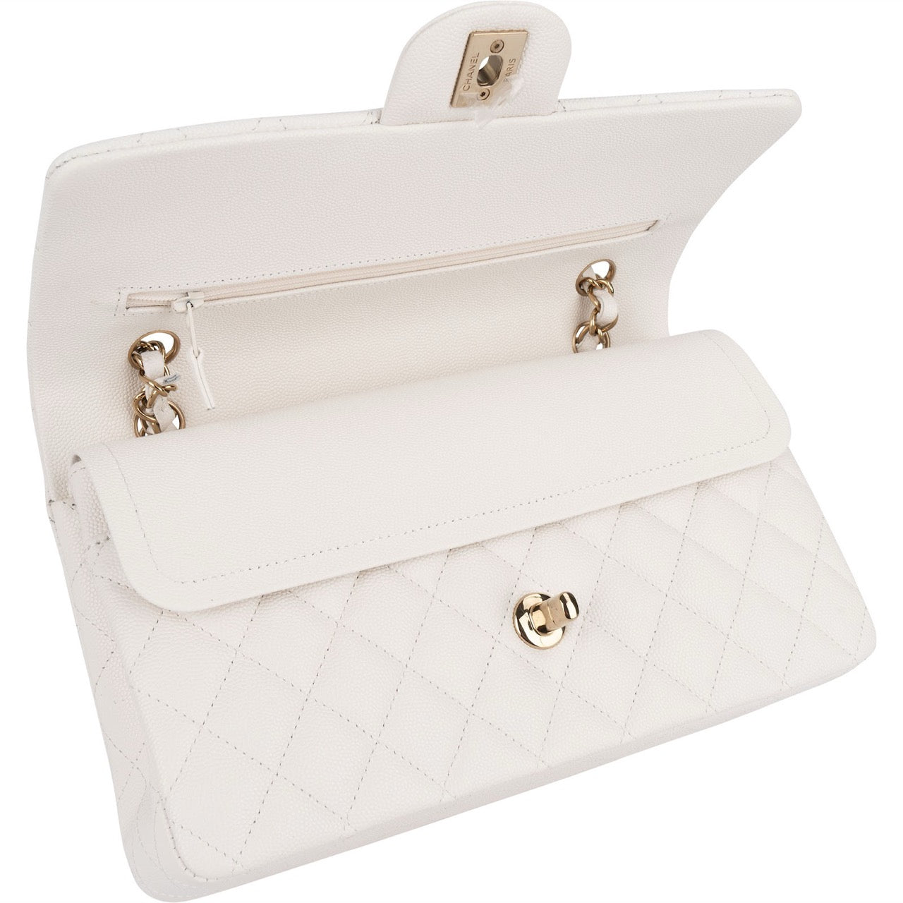Chanel Quilted Caviar Leather Medium Double Flap Shoulder Bag