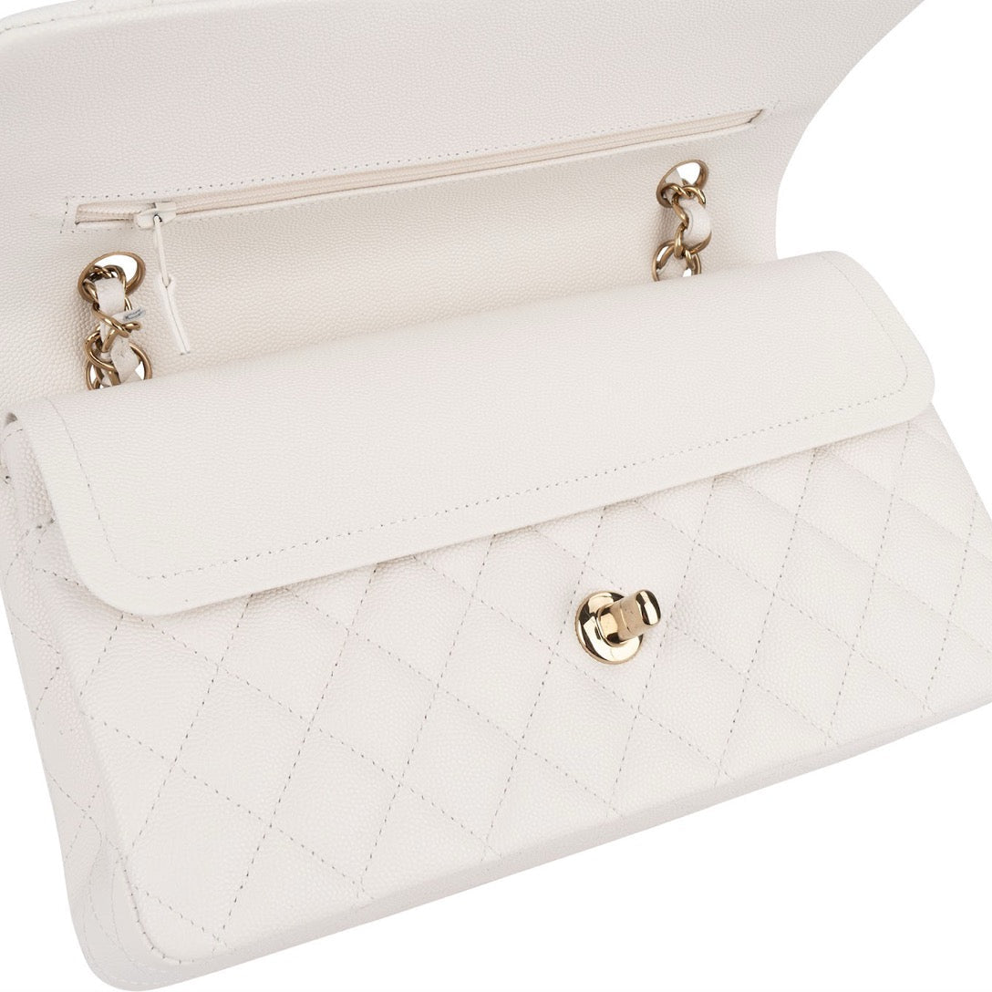 Chanel Quilted Caviar Leather Medium Double Flap Shoulder Bag