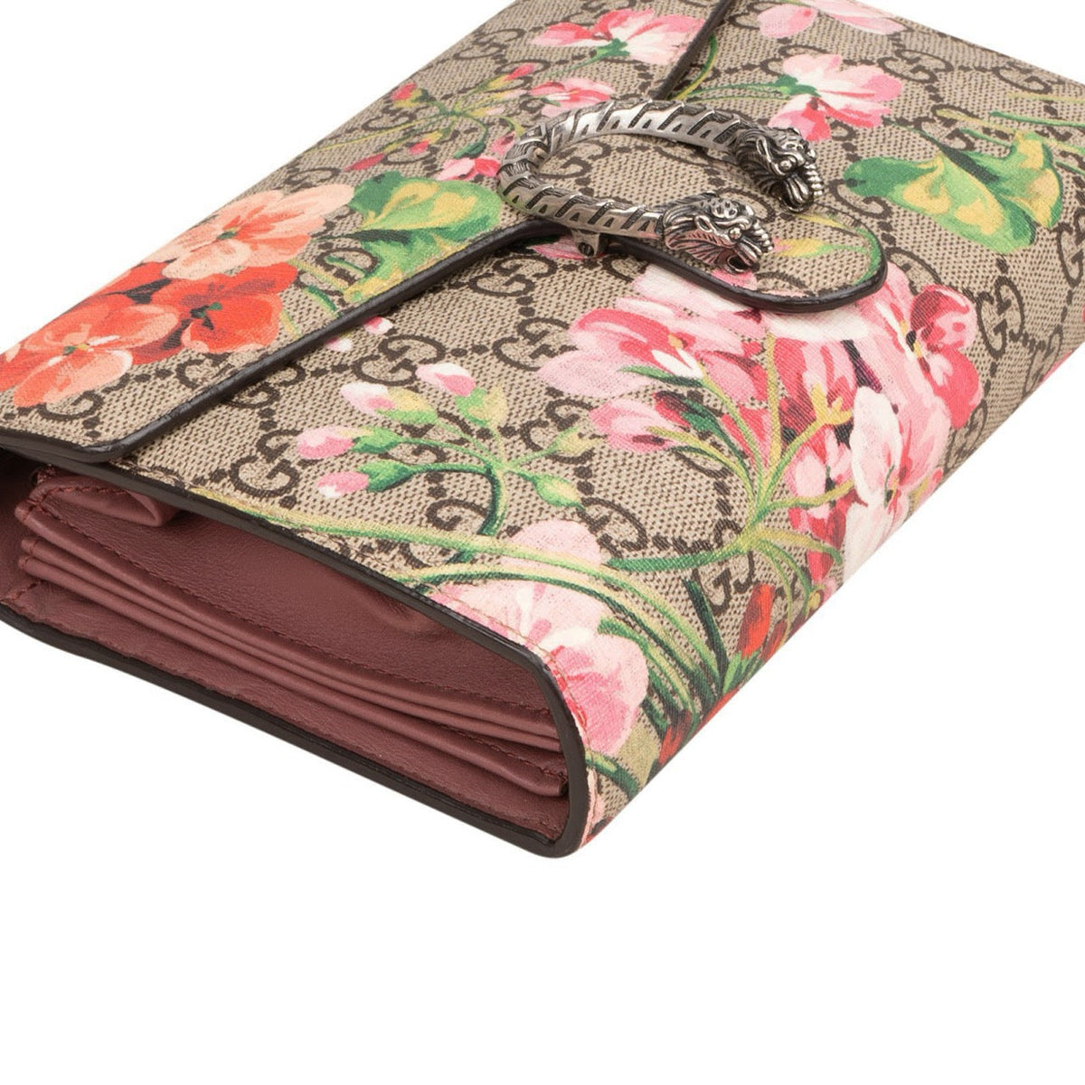 Gucci Monogram GG Supreme Blooms Dionysus Wallet On Chain Crossbody Bag