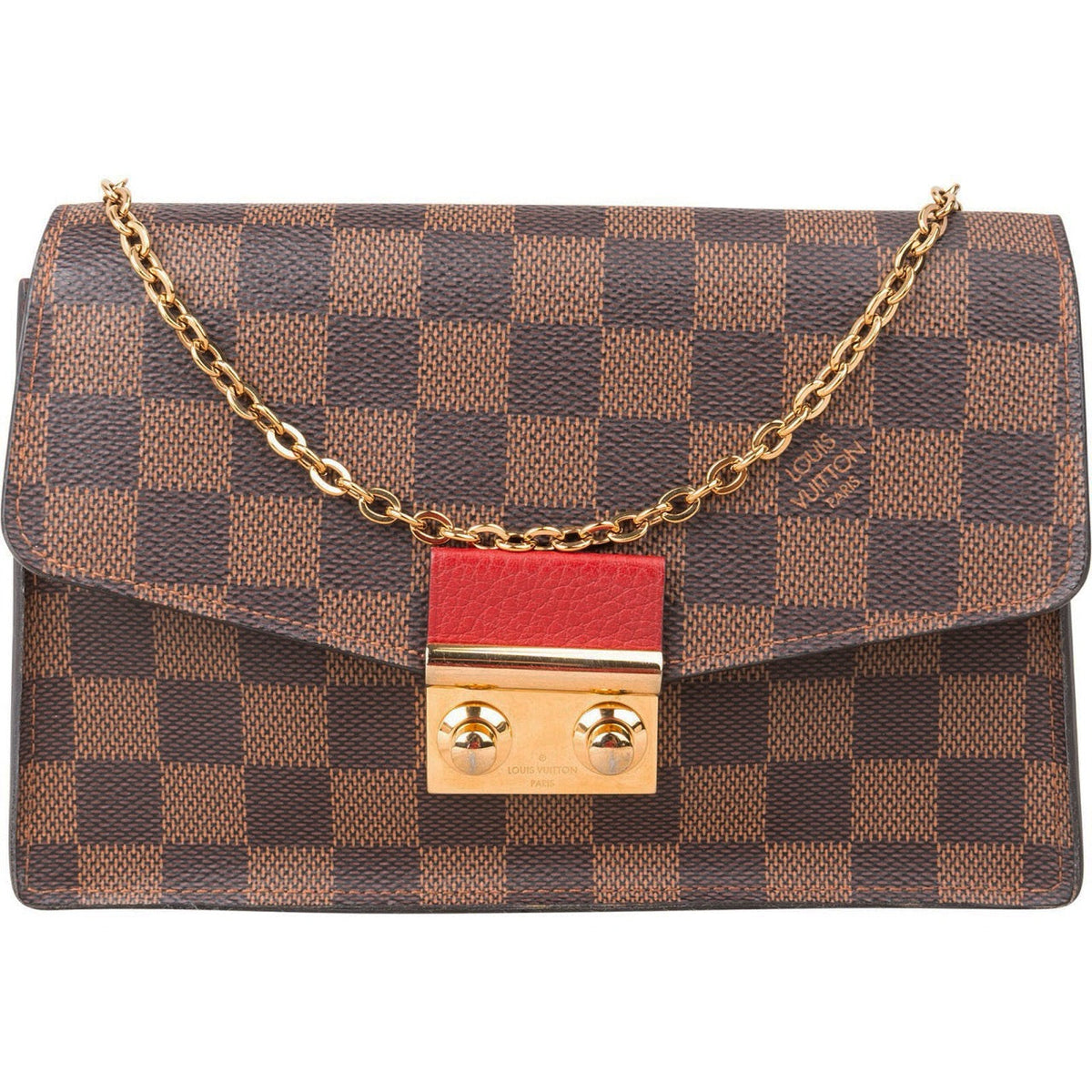 Louis Vuitton Monogram Damier Ebene Canvas Croisette Wallet On Chain Crossbody Bag