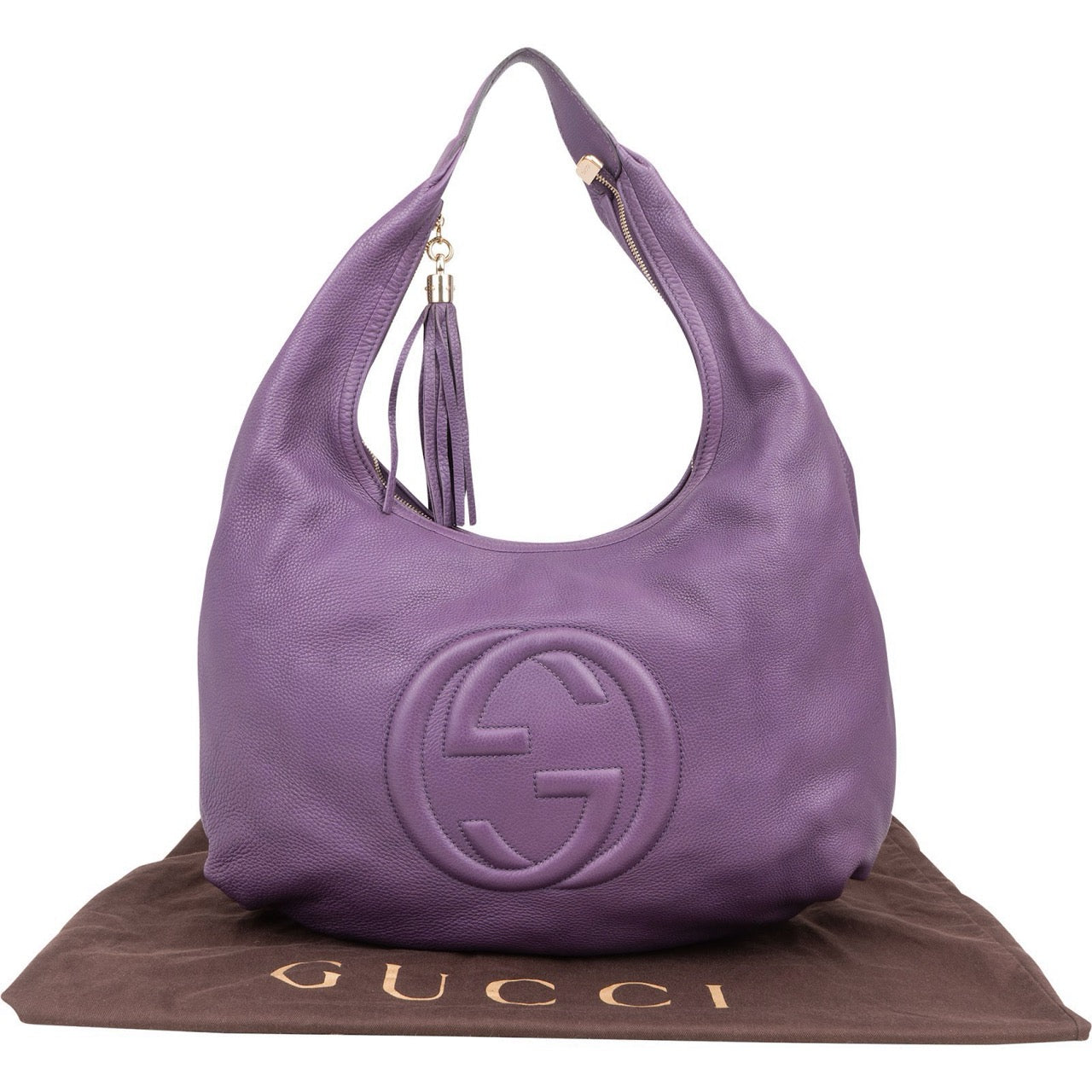 Gucci Pebbled Leather GG Large Soho Hobo Shoulder Bag