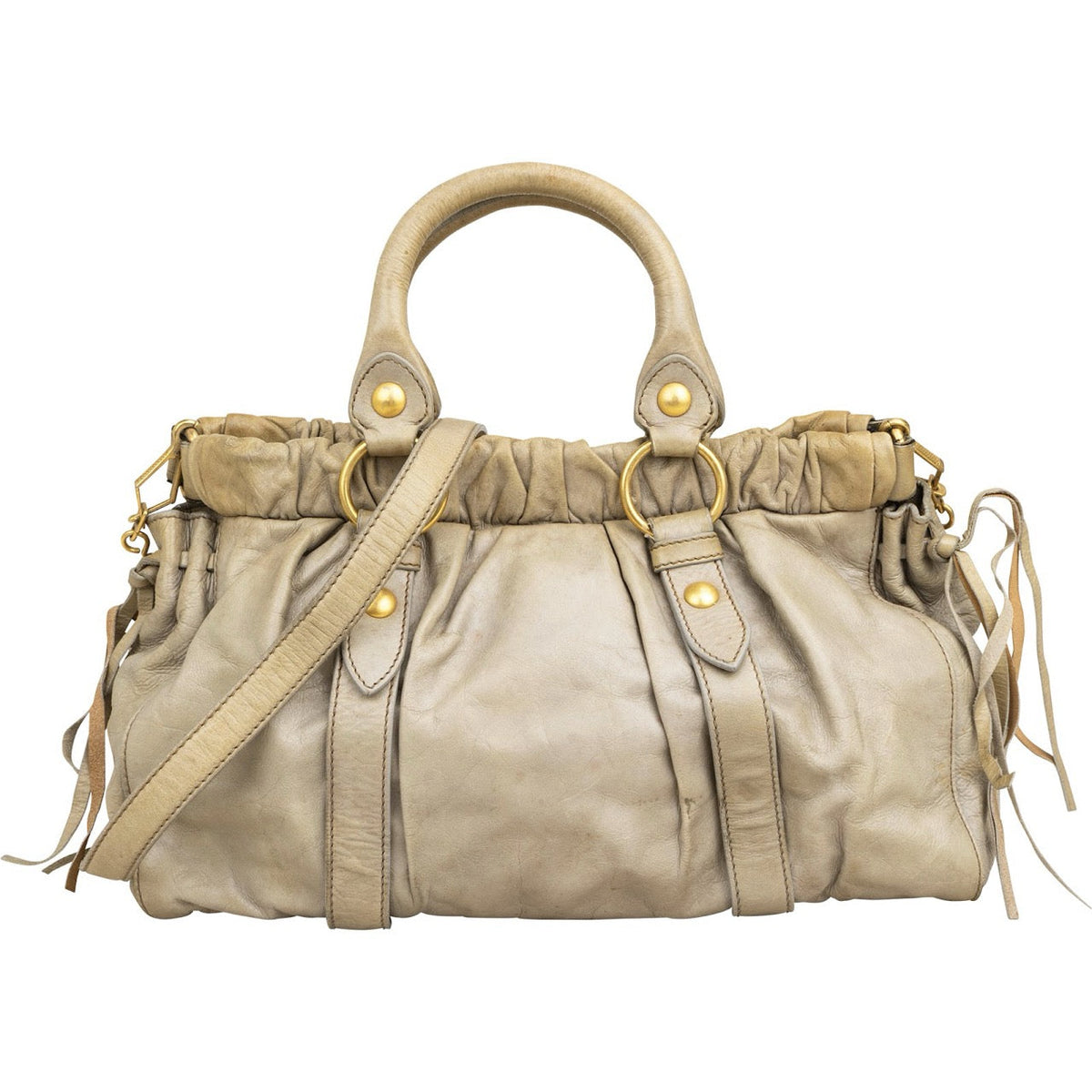Miu Miu Vitello Lux Leather Bow Handbag