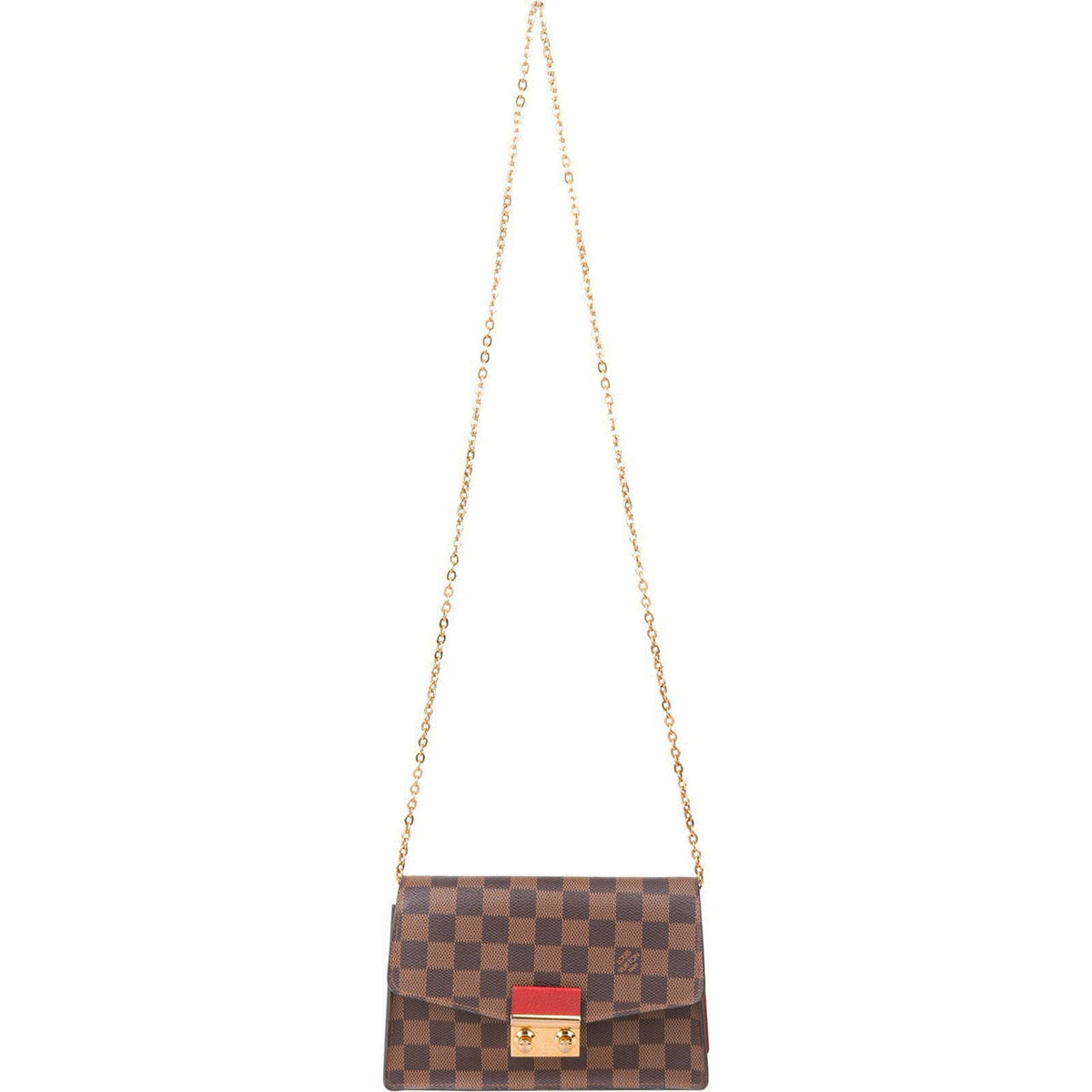 Louis Vuitton Monogram Damier Ebene Canvas Croisette Wallet On Chain Crossbody Bag