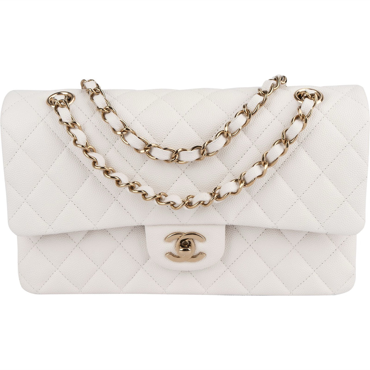 Chanel Quilted Caviar Leather Medium Double Flap Shoulder Bag