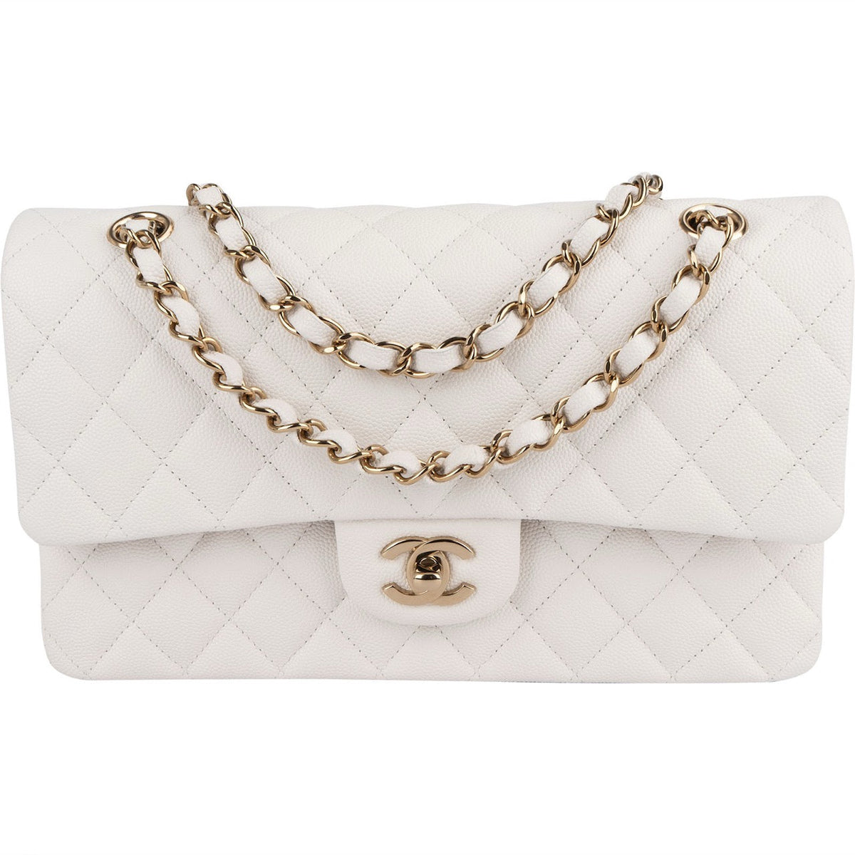 Chanel Quilted Caviar Leather Medium Double Flap Shoulder Bag