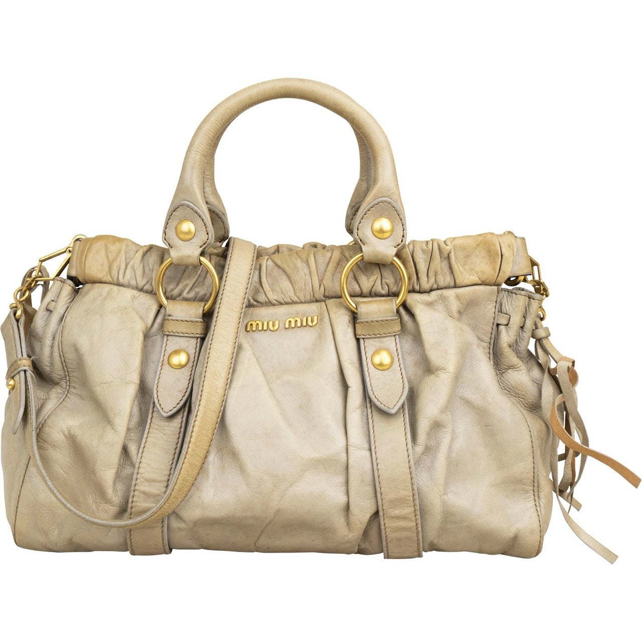 Miu Miu Vitello Lux Leather Bow Handbag
