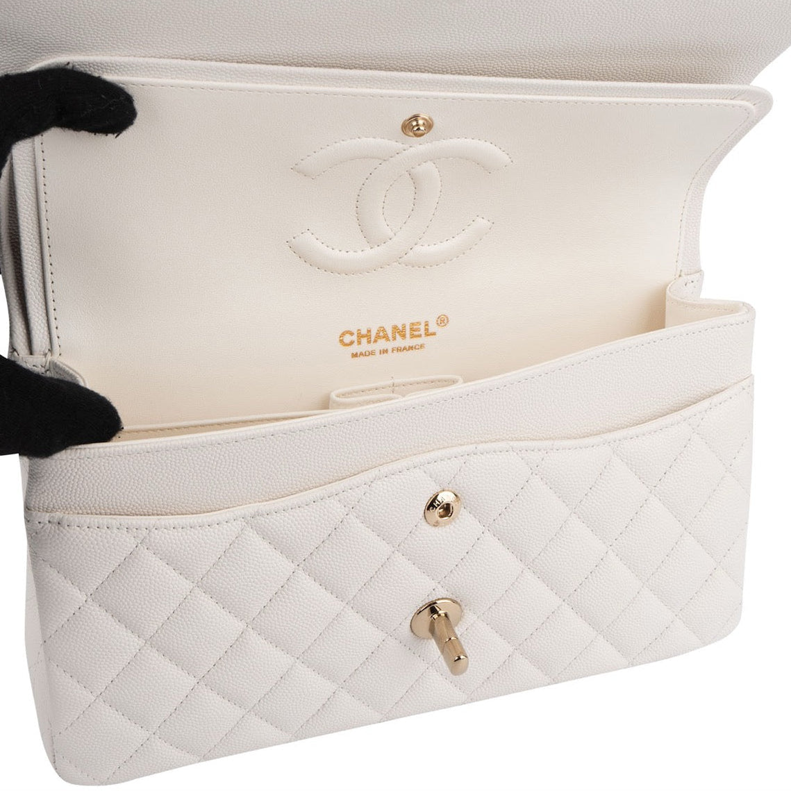 Chanel Quilted Caviar Leather Medium Double Flap Shoulder Bag