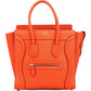 Céline Orange Grained Leather Luggage Handbag