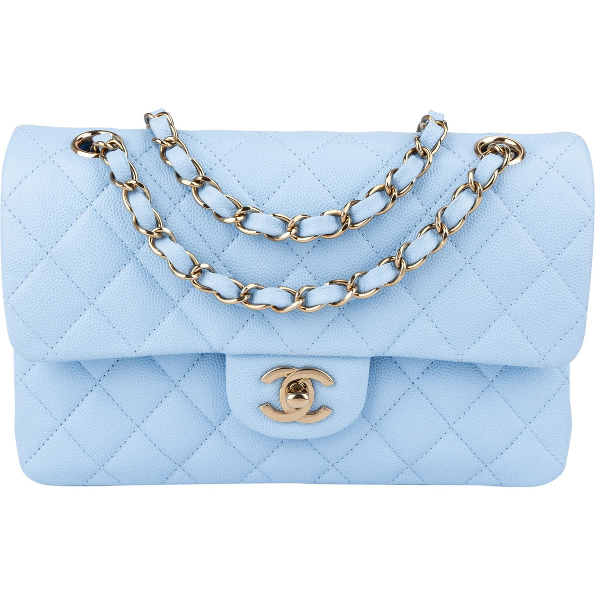 Chanel Quilted Caviar Leather Small Double Flap Shoulder Bag