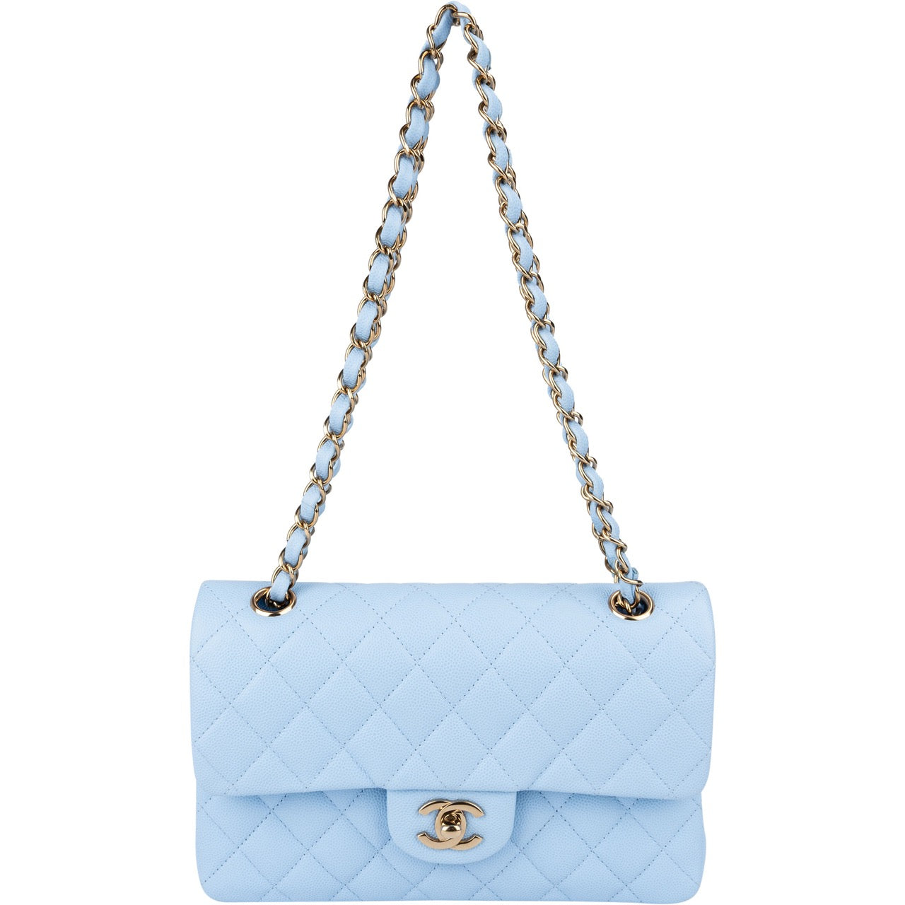 Chanel Quilted Caviar Leather Small Double Flap Shoulder Bag