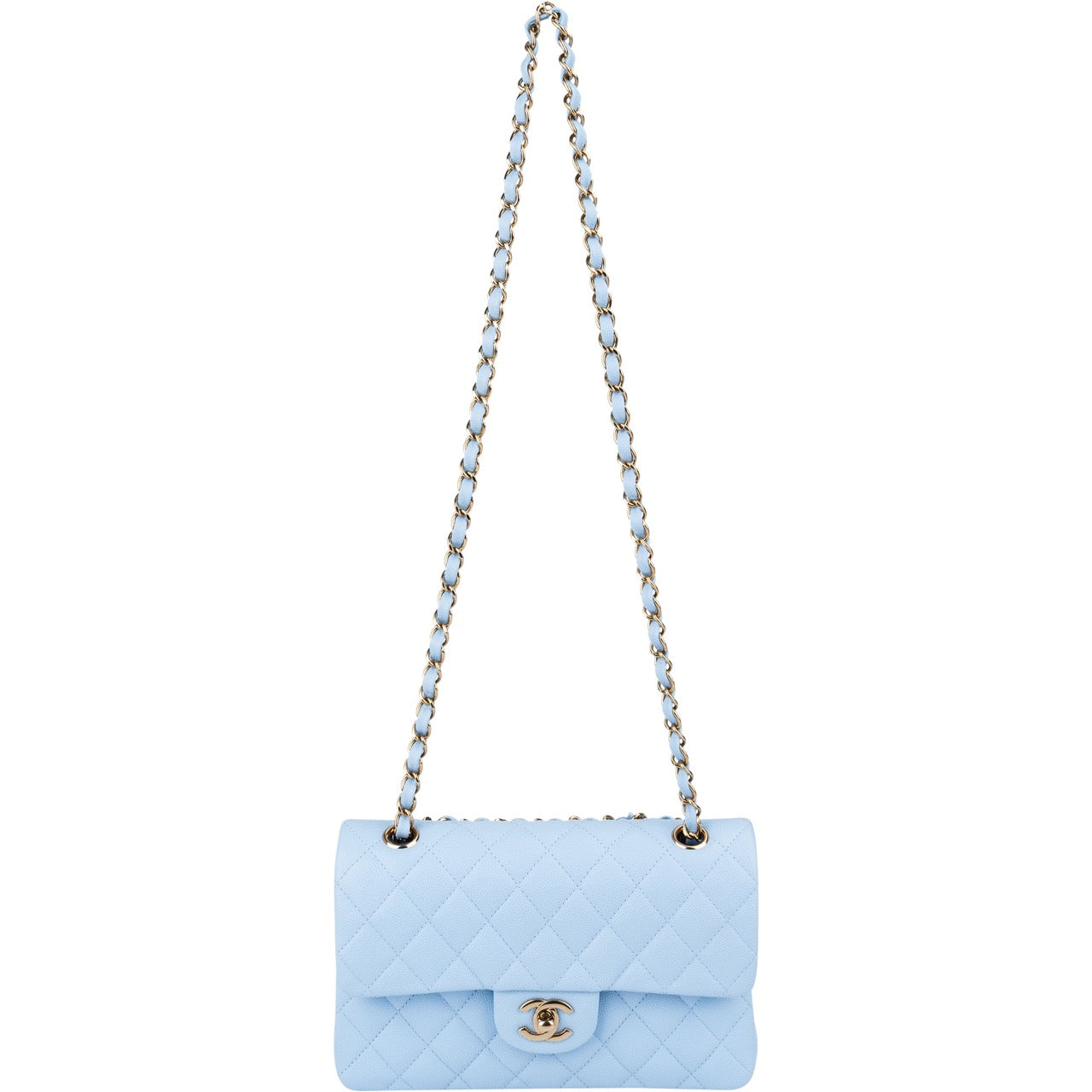 Chanel Quilted Caviar Leather Small Double Flap Shoulder Bag