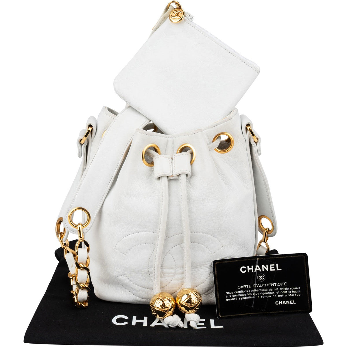 Chanel Lambskin CC Drawstring Bucket Crossbody Bag