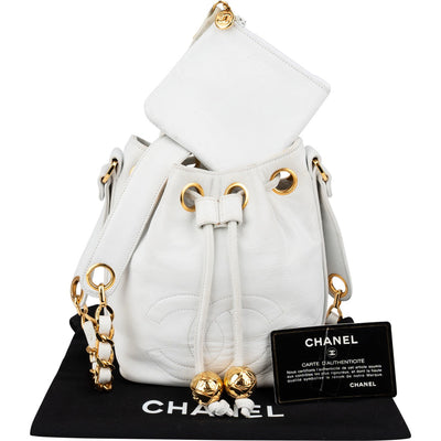 Chanel Lambskin CC Drawstring Bucket Crossbody Bag