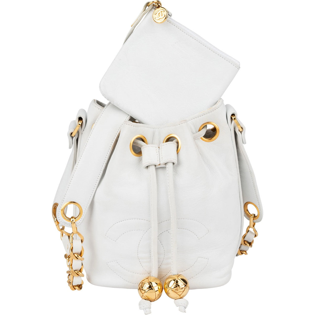 Chanel Lambskin CC Drawstring Bucket Crossbody Bag