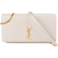 Saint Laurent Kate Wallet on Chain aus grauem Glattleder – Vorderansicht