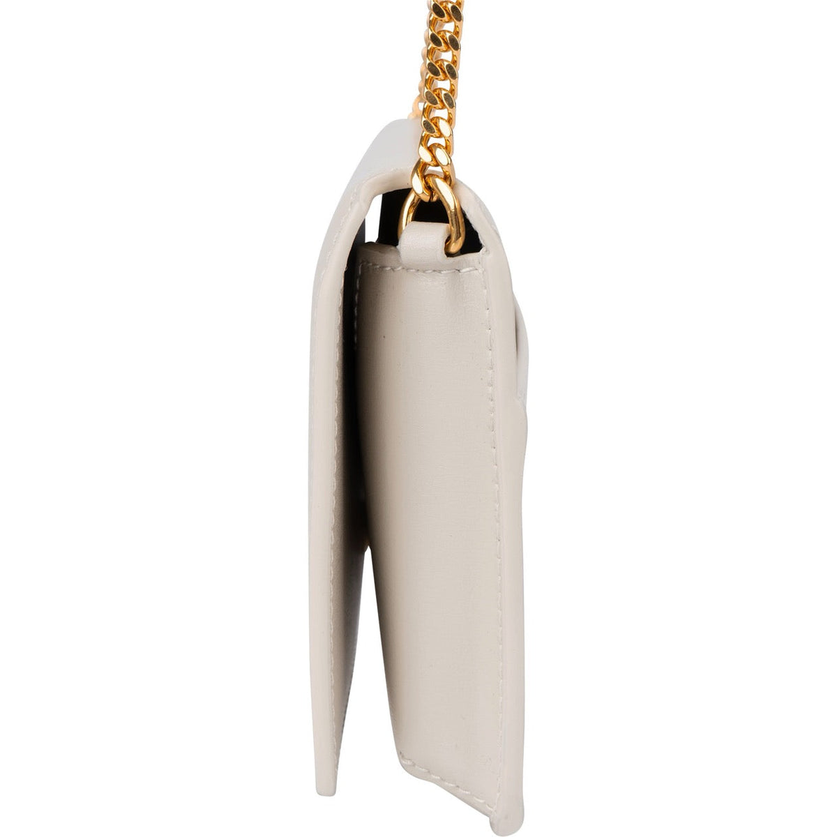 Saint Laurent Kate Wallet on Chain aus grauem Glattleder – Ansicht 3