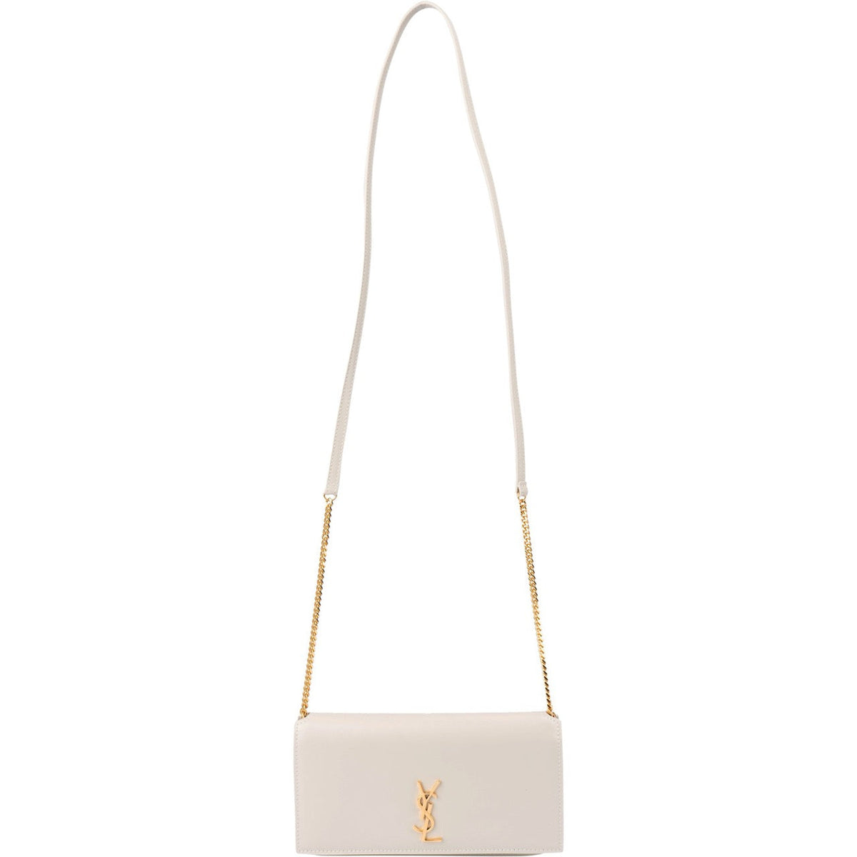 Saint Laurent Kate Wallet on Chain aus grauem Glattleder – Ansicht 8