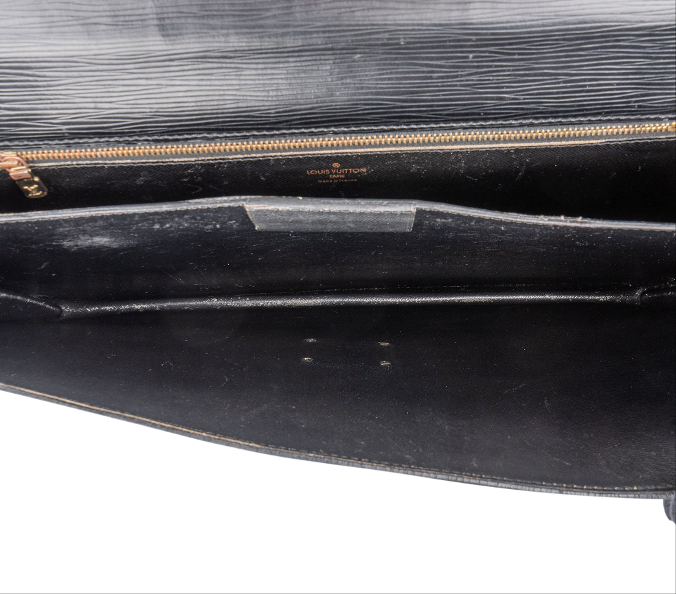 Louis Vuitton Noir Epi Leather Serviette Business Handbag