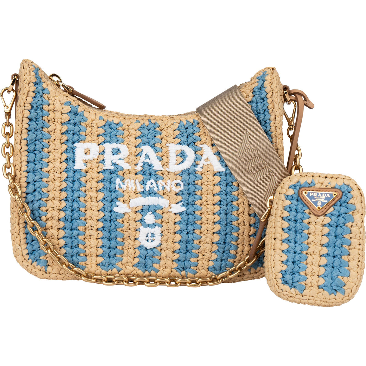 Prada Tricolor Raffia Re-Editon Crossbody bag
