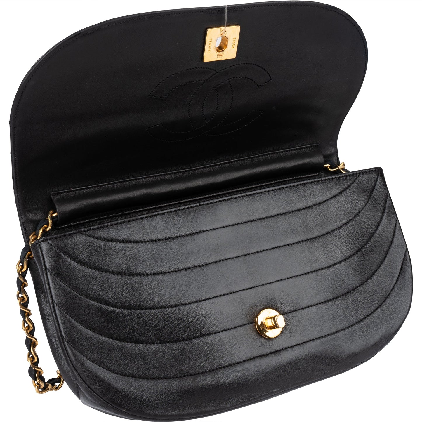 Chanel Lambskin Halfmoon Single Flap Shoulder Bag