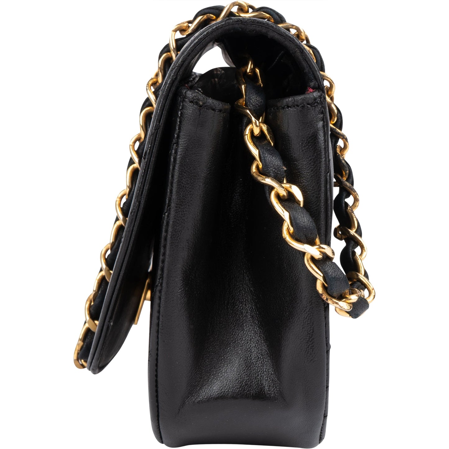 Chanel Lambskin Halfmoon Single Flap Shoulder Bag
