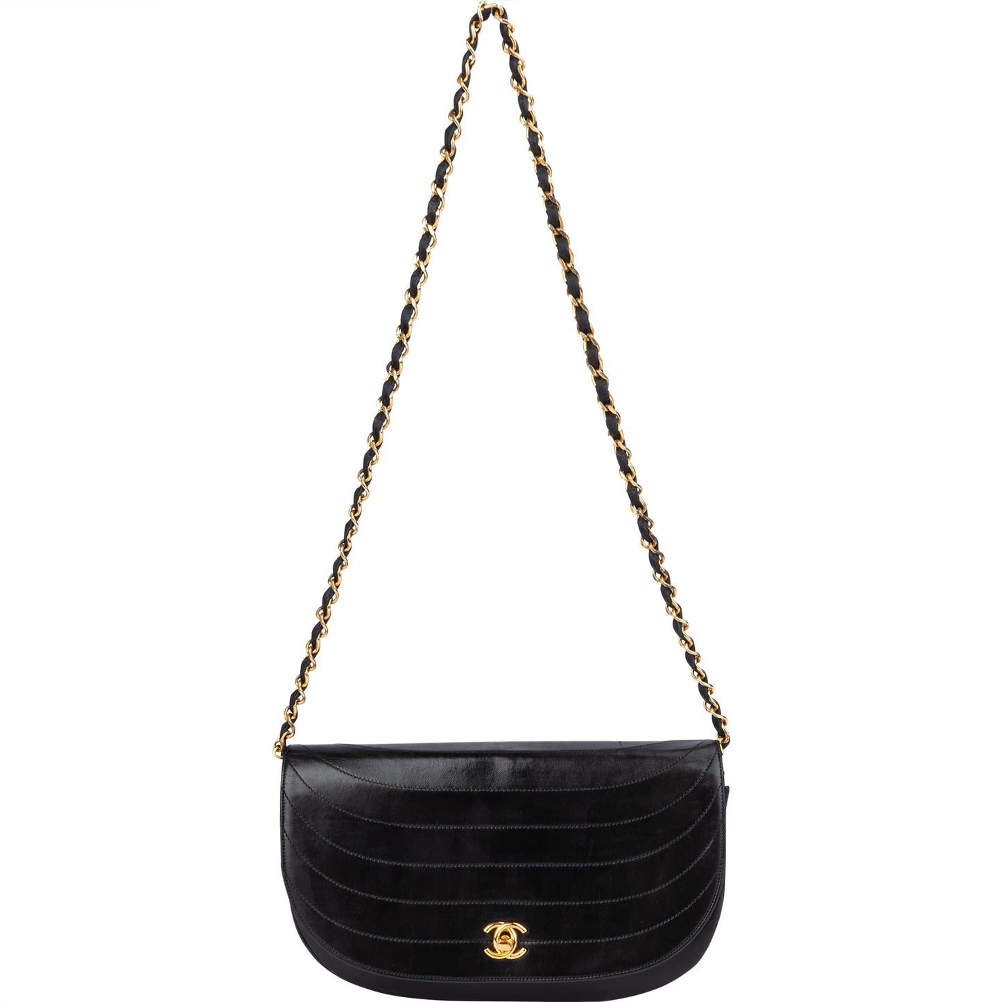 Chanel Lambskin Halfmoon Single Flap Shoulder Bag