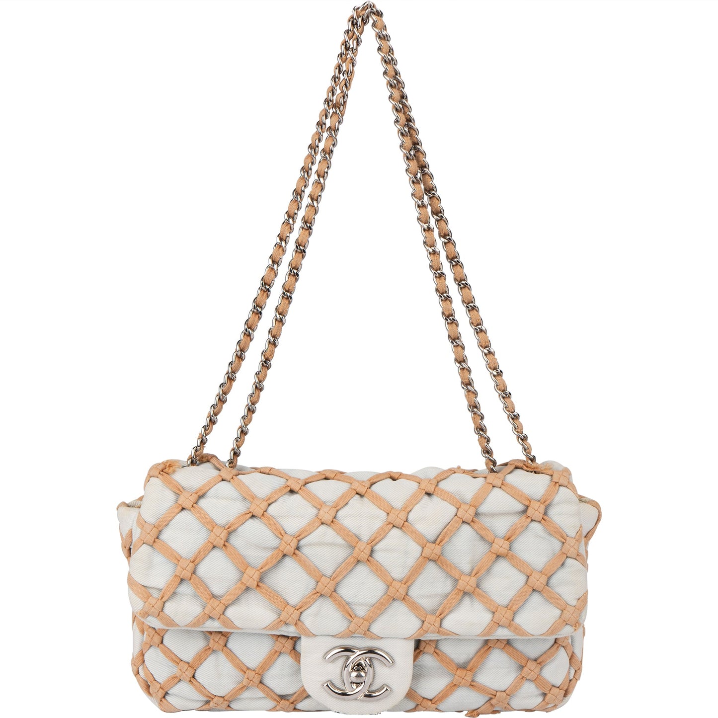 Chanel Denim Canebiers Single Flap Crossbody Bag