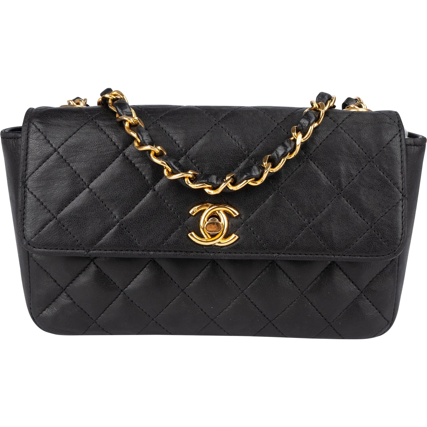 Chanel Quilted Lambskin 24K Gold Single Flap Crossbody Bag