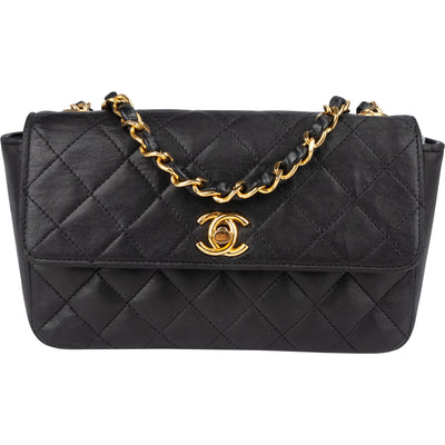 Chanel Quilted Lambskin 24K Gold Single Flap Crossbody Bag