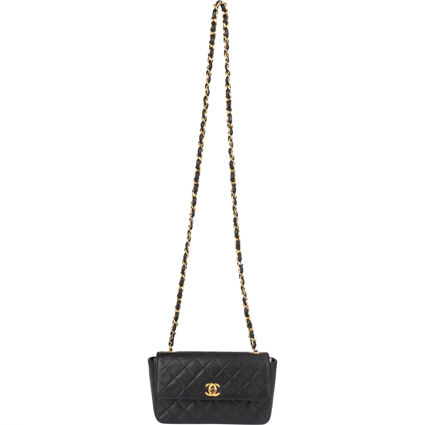 Chanel Quilted Lambskin 24K Gold Single Flap Crossbody Bag