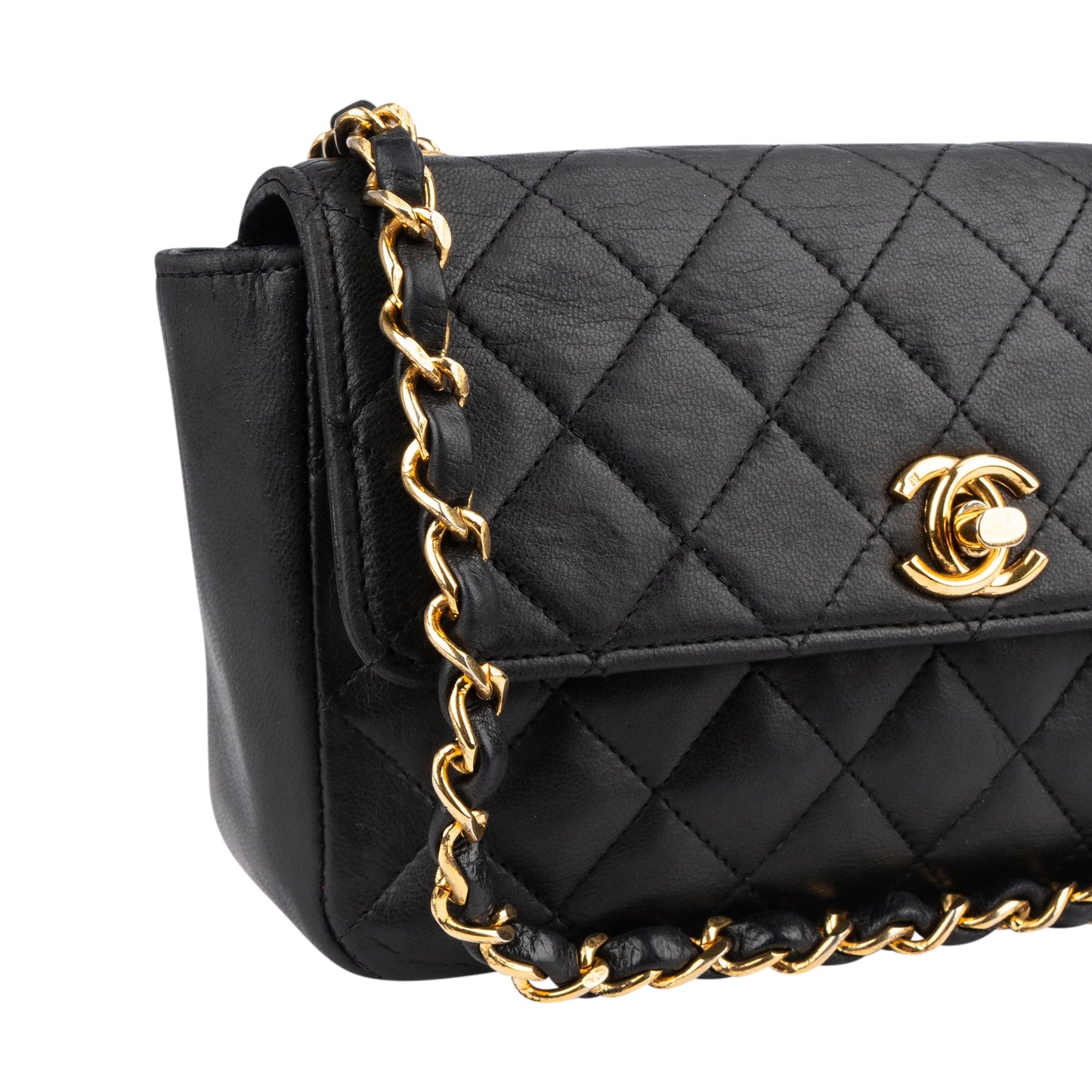 Chanel Quilted Lambskin 24K Gold Single Flap Crossbody Bag