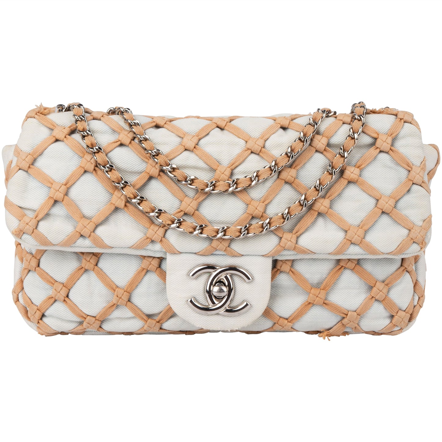 Chanel Denim Canebiers Single Flap Crossbody Bag