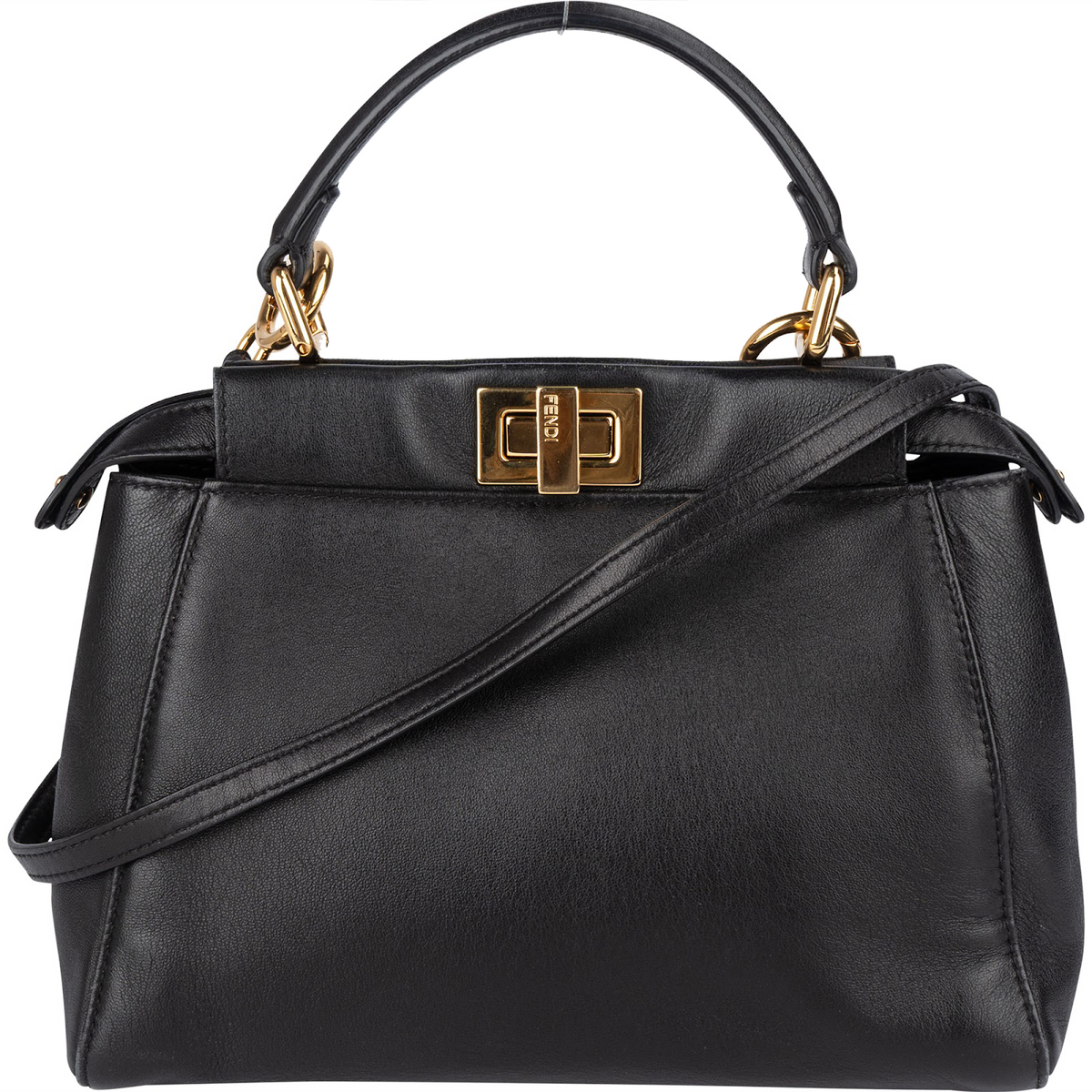 Fendi Black Leather Mini Peekaboo Handbag